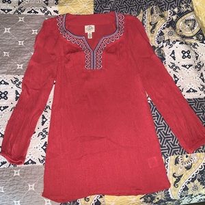 70’s style boho/hippie coral long sleeve